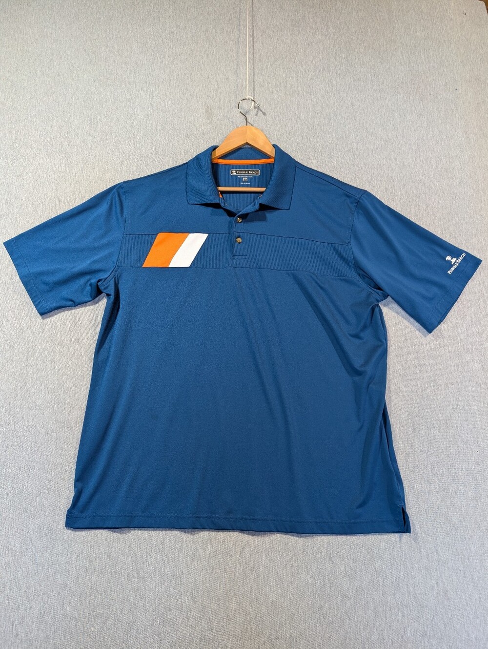 Pebble Beach Performance Golf Polo Shirt Men's XXL Blue Orange